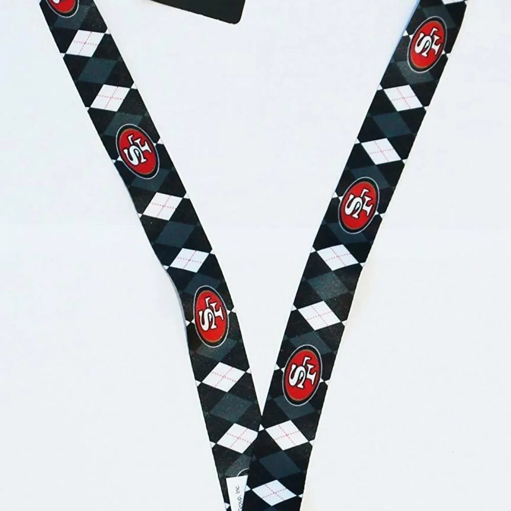 NFL San Francisco 49ers Argyle Lanyard Key Badge ID Holder New